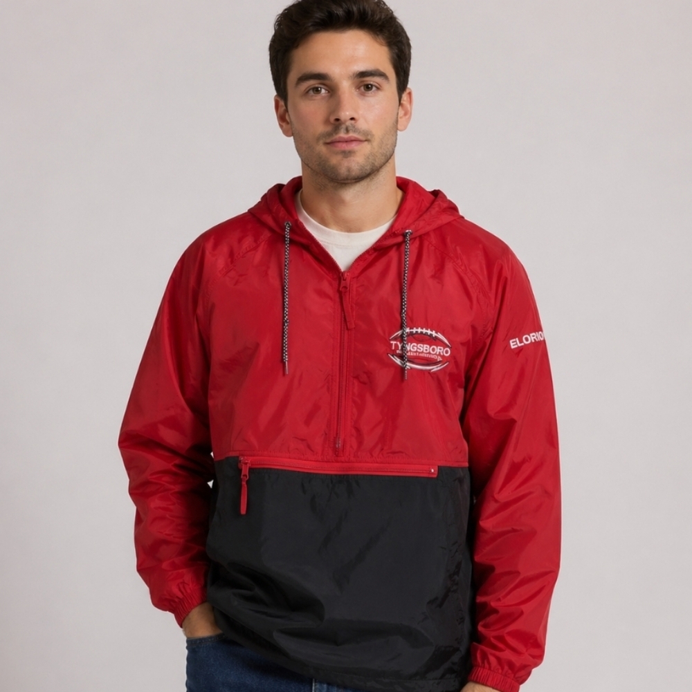 HARRITON Large  Hooded Windbreaker Tyngsboro Football Embroidered